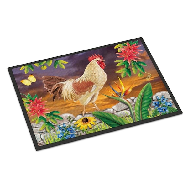 Jensendistributionservices 18 x 27 in. White Rooster Indoor or Outdoor Mat MI2553240 - main